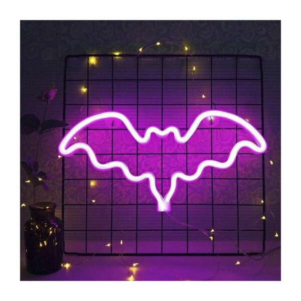 Bat shaped fancy custom wall pink halloween led flex neon light for wedding