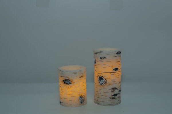 Amazon best selling real wax pillar flickering flameless birch bark set battery led candles - Image 5