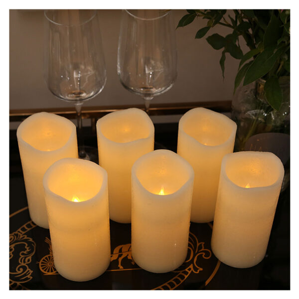 Flameless Candles Cycling 5H Timer Pack Battery Operated LED Real Wax Pillar Candles of 6