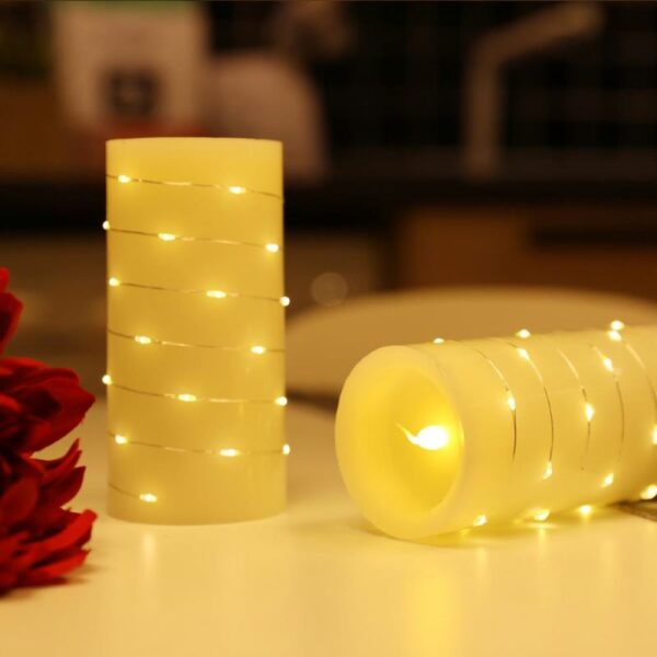 2pcs Battery operated flameless christmas real wax flickering led lights candles with remote control - Image 6