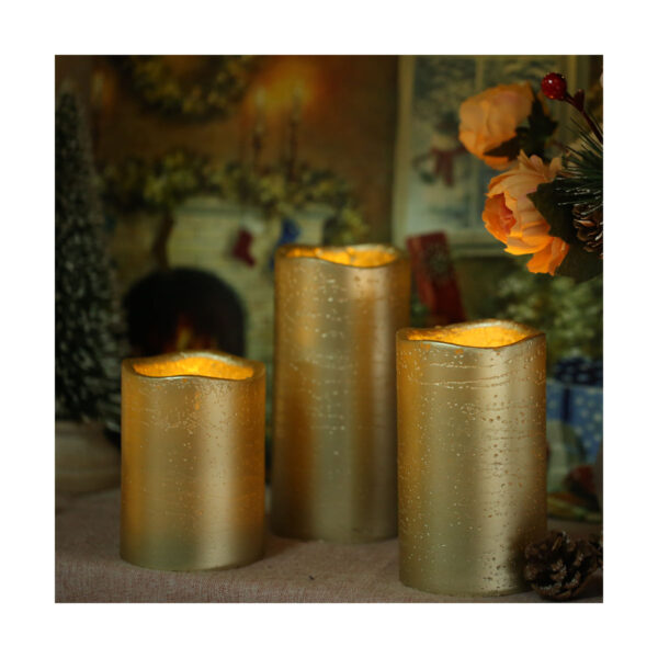 Golden spray paint mini restaurant led candles flameless moving wick led candle