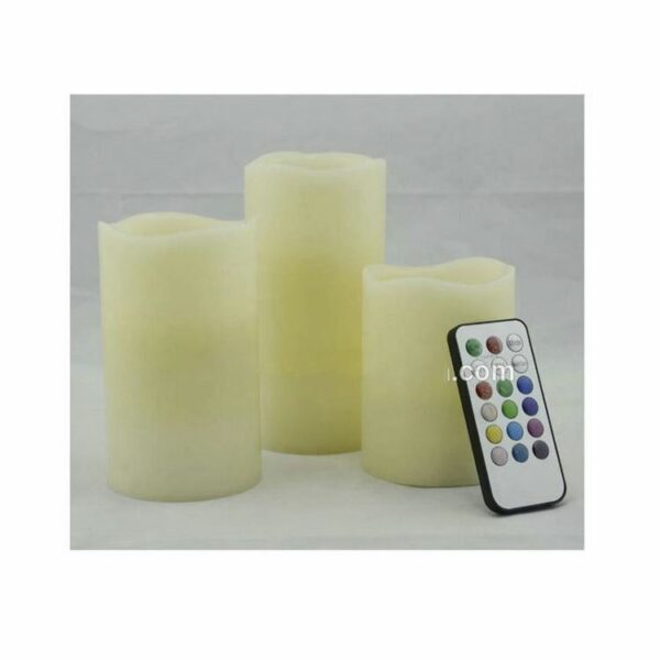 Set of 3 Remote wax flameless candle - Color changing hot sale wholesale luminaria