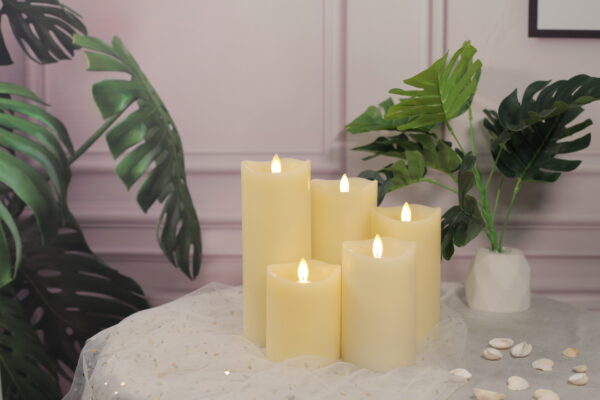 Light yellow decorative wax pillar candles flameless candle with moving wick - Image 5