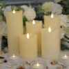 Light yellow decorative wax pillar candles flameless candle with moving wick - Image 2
