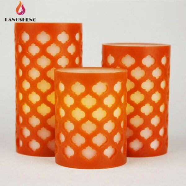 Custom paraffin flameless wick wax carving battery operated led decorative carved candles - Image 2