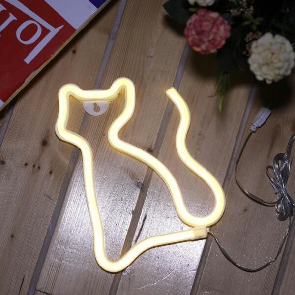 Custom USB and Battery Powered Plastic Wall Decor Cat Neon Sign LED for Bedroom - Image 4