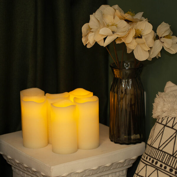 New arrival flameless battery operated 5mm flickering led wax decorative carved candles - Image 3