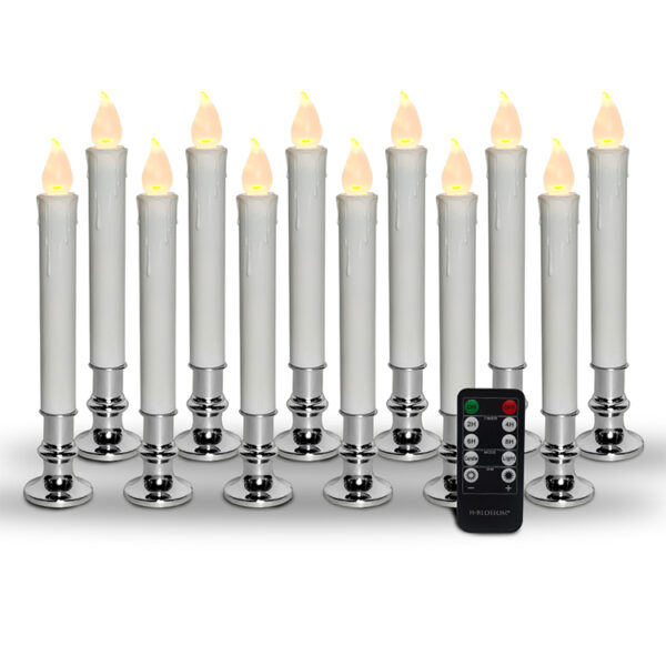 Christmas candlesticks automatictimer remote control silver removable holders window wick candles - Image 4