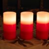 Red flat top LED candle with mottled surface,party candle,ombre finish