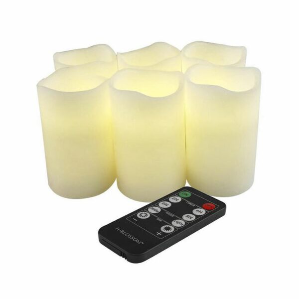 New design warm white paraffin wax&plastic 3"x5" led flameless candles for party