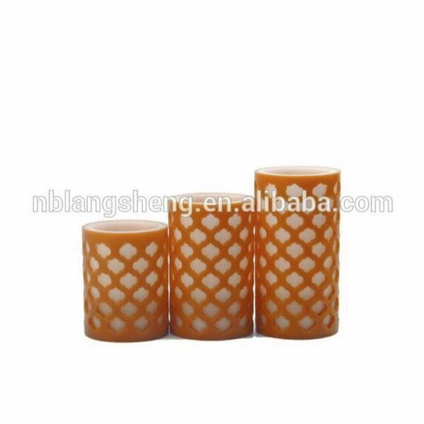 Moroccan Gate Flameless Wax LED Candles,carved candle,orange color - Image 2