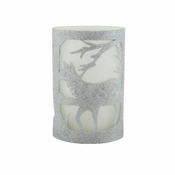 Flameless LED Wax Pillar Candle with Glitter For Christmas