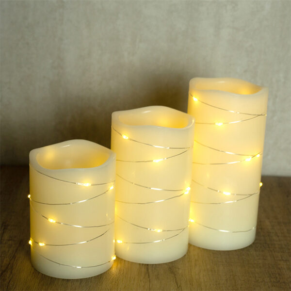 3D real flameless set  ivory timer remote home decoration led wax candles - Image 5