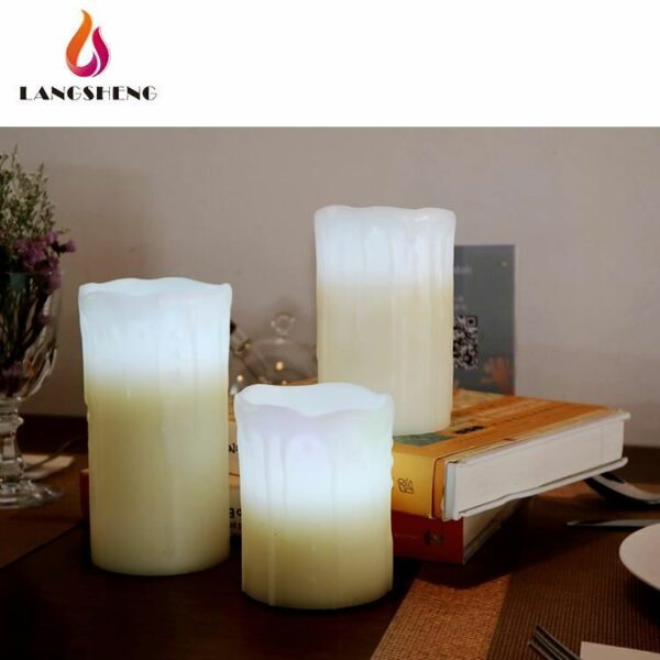 Personalized Good Quality Aromatic Ivory Pillar Color Change Flameless Led Wax Xmas candles with CE ROHS - Image 2