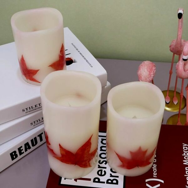 High quality fragrance paraffin electric paraffin wax wedding birthday candle with dry leaf - Image 6