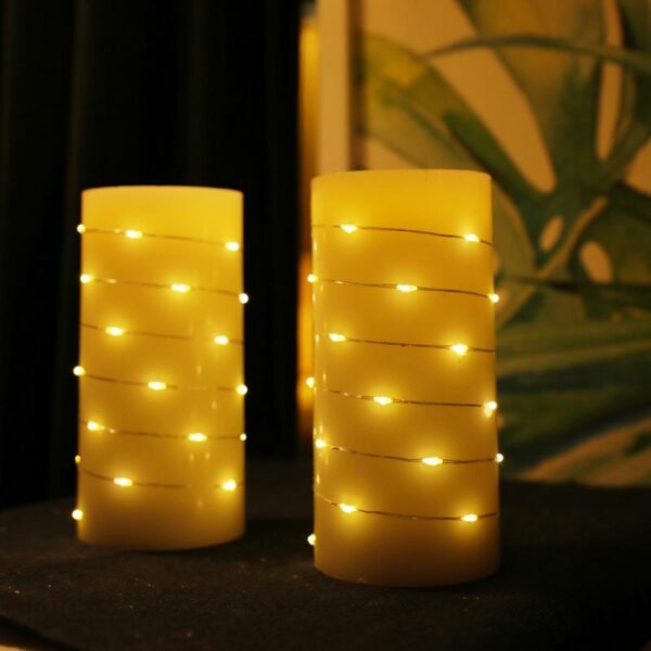 2pcs Battery operated flameless christmas real wax flickering led lights candles with remote control - Image 4