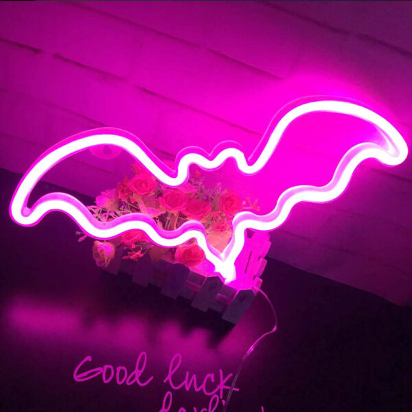 Bat shaped fancy custom wall pink halloween led flex neon light for wedding - Image 3