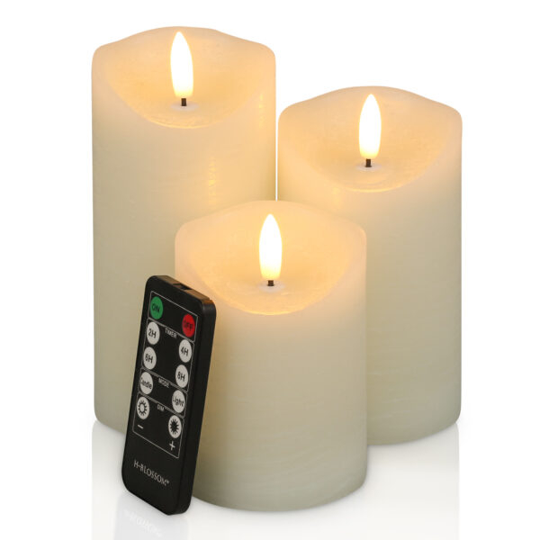 New arrival 3 per set key remote plastic bougies battery paraffin wax flameless led candle