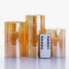 Gold plating glass rechargeable electronic flameless smokeless timer fake pillar LED candle - Image 4