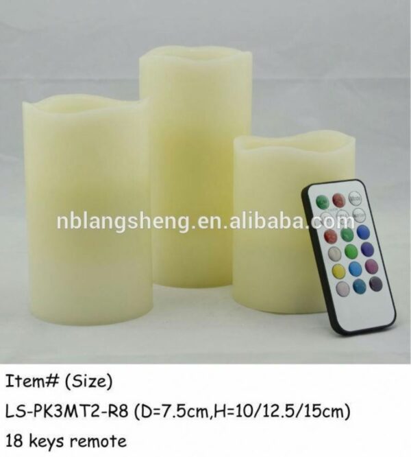 Set of 3 Remote wax flameless candle - Color changing hot sale wholesale luminaria - Image 2