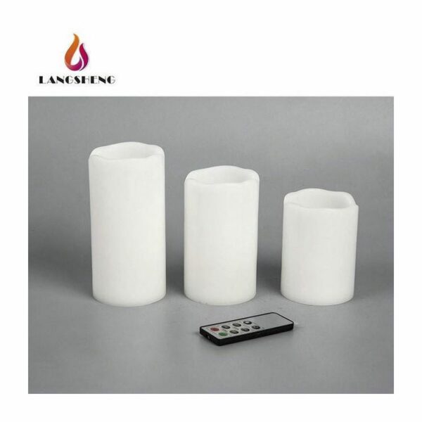 Personalized frameless big white pillar led candles with remote timer - Image 2