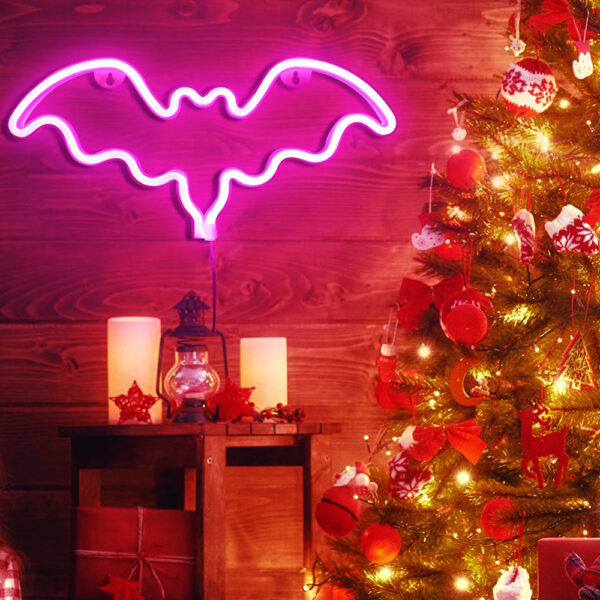 Bat shaped fancy custom wall pink halloween led flex neon light for wedding - Image 5