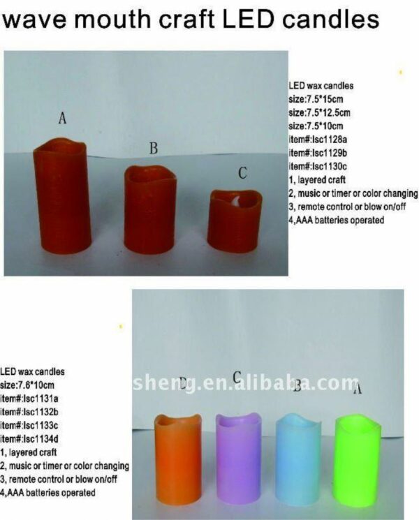 Pillar Decoration Colorful Electric Battery Operated Flameless Wax LED Candle - Image 3