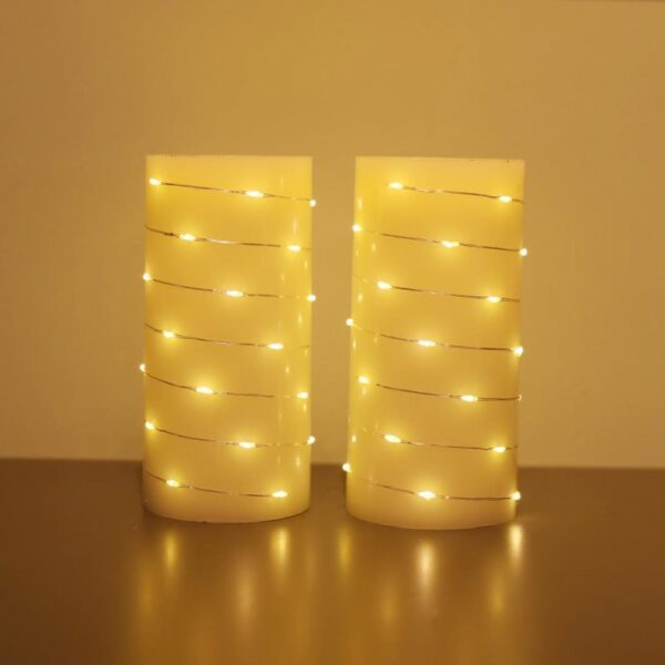 2pcs Battery operated flameless christmas real wax flickering led lights candles with remote control - Image 3