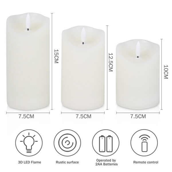 New arrival 3 per set key remote plastic bougies battery paraffin wax flameless led candle - Image 6