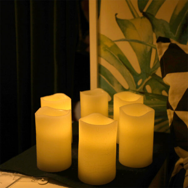 New design warm white paraffin wax&plastic 3"x5" led flameless candles for party - Image 5