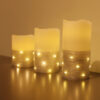3pcs Beautiful glitter decorative led flameless plastic electric memorial pillar candle - Image 5