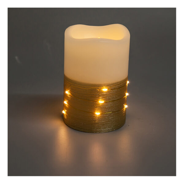 Wholesale flameless string led lights candles metallic print electronic candles