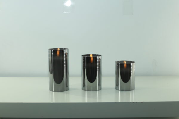 Grey glass wax flickering led pillar candles decorative led candles for birthday - Image 3