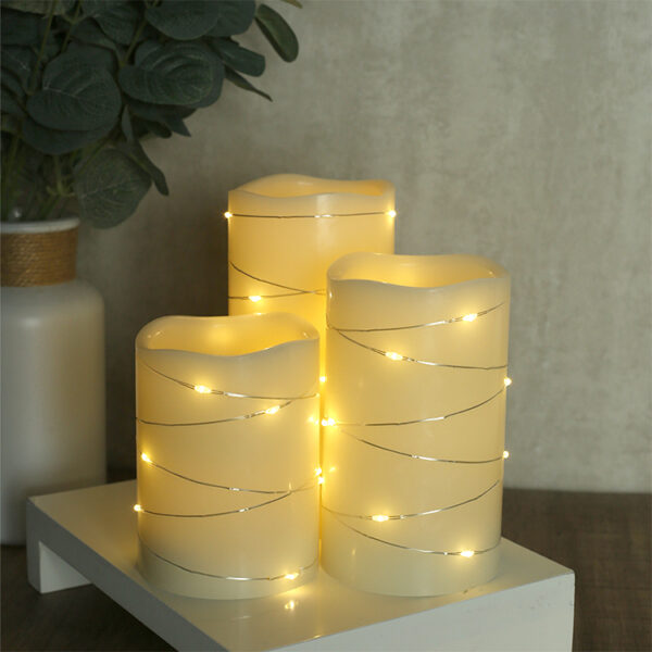 3D real flameless set  ivory timer remote home decoration led wax candles - Image 6