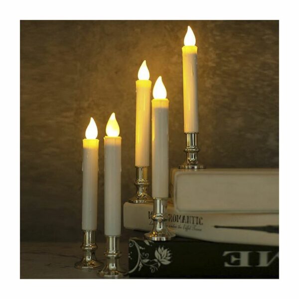 Christmas candlesticks automatictimer remote control silver removable holders window wick candles