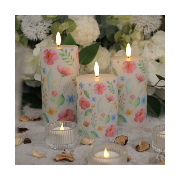 Wholesale flameless candle warm white  led candle light with spring flower