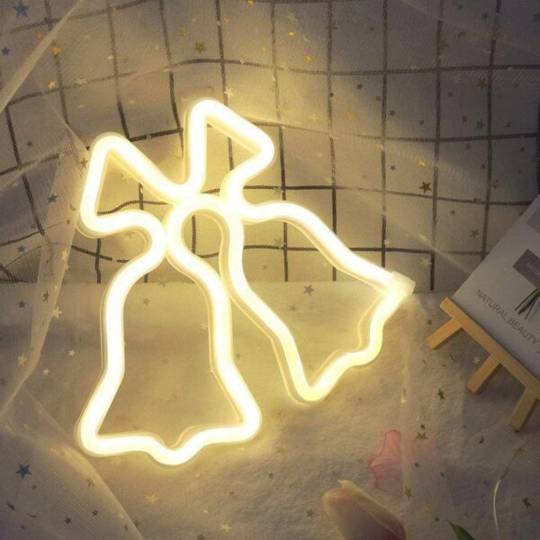 Hot sale battery usb wall jingle bells christmas decoration led neon light for party - Image 2