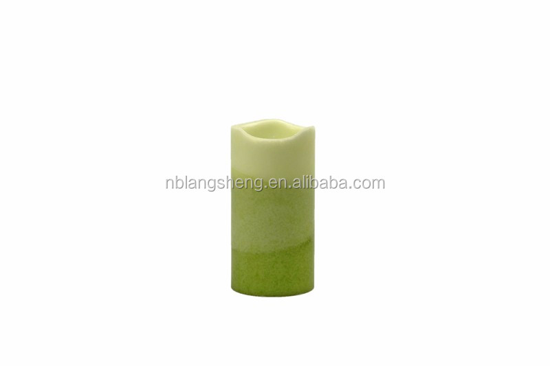 Green LED Candle with Mottled Surface,melted Top,party Candle