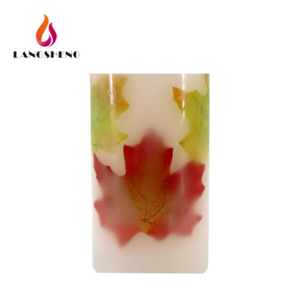 Personalized paraffin wax LED flameless flickering candle with maple leaf - Image 3