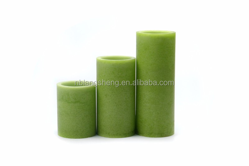 Green LED Candle with Mottled Surface,flat Top,party Candle