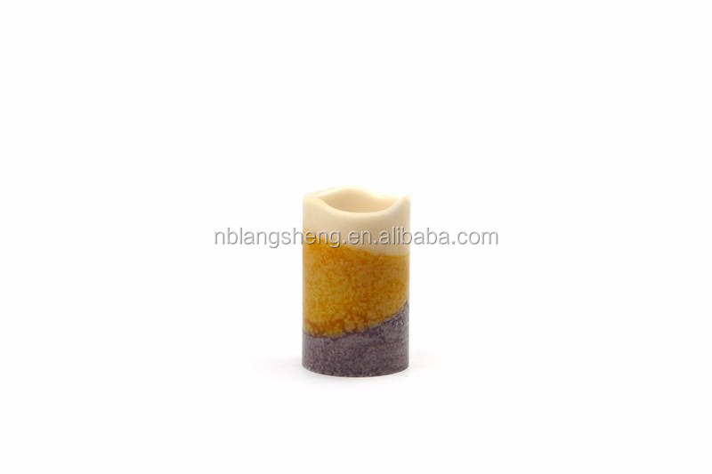 Mottled Surface Melted Top Three Color Holiday LED Candle