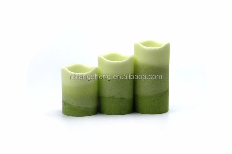 Green LED Candle with Mottled Surface,melted Top,party Candle