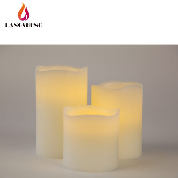 3pk- 3x4/5/6" with rustic finish melting top cream color wholesale electric flicker flameless candles - Image 2