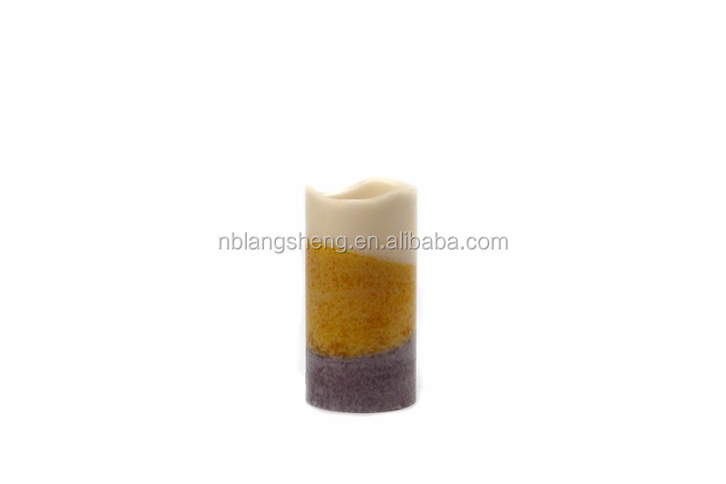 Mottled Surface Melted Top Three Color Holiday LED Candle