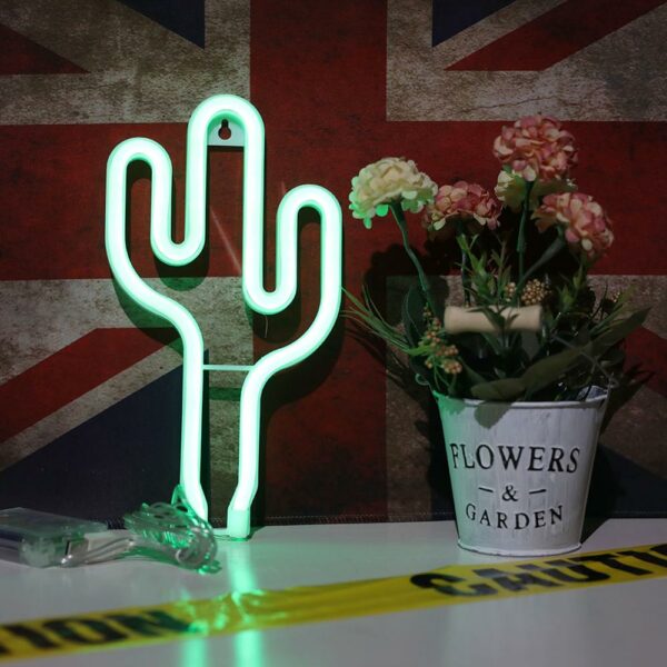 Custom USB and Battery Powered Green Cactus Decoration  PVC Neon Sign LED for Bedroom - Image 4