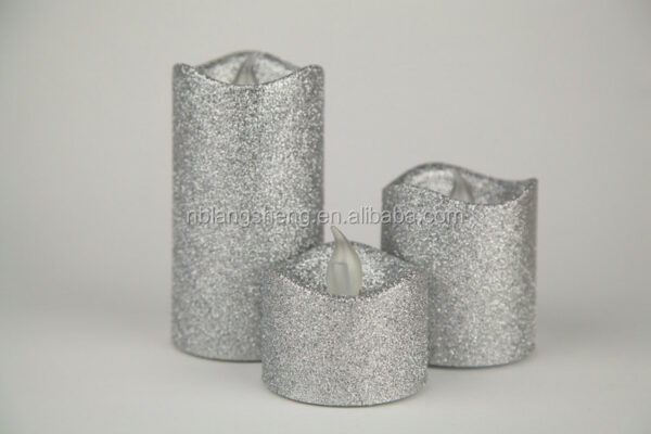 Xmas plastic pvc glitter tealight LED candles tea light for christmas decoration party decor - Image 5