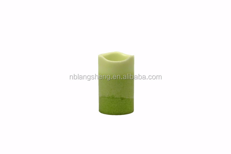 Green LED Candle with Mottled Surface,melted Top,party Candle