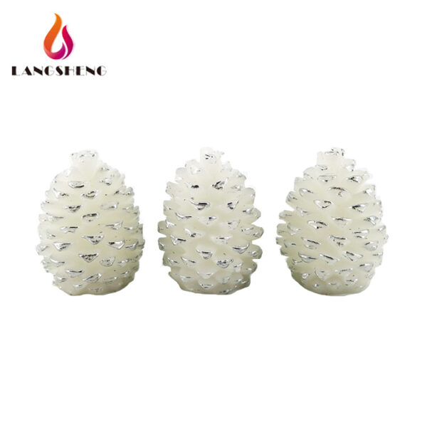 3pk pineapple pinecone shaped candle with glitter battery operated for christmas Xmas decorated - Image 3