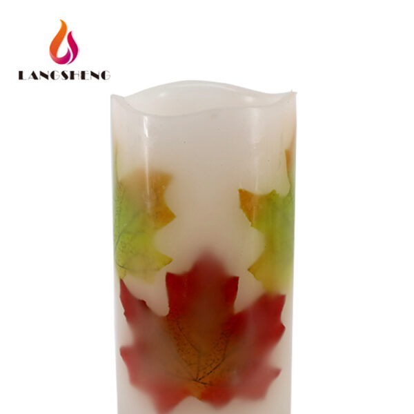 Personalized paraffin wax LED flameless flickering candle with maple leaf - Image 5