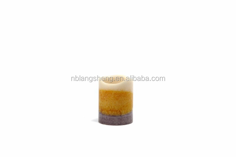Mottled Surface Melted Top Three Color Holiday LED Candle